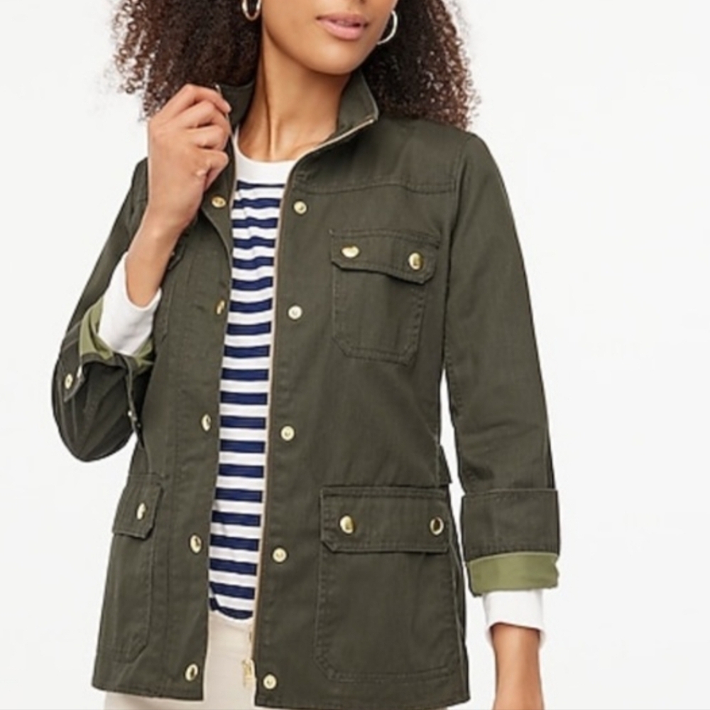 J. Crew Field Jacket Dark Olive Green Military - Picture 1 of 9